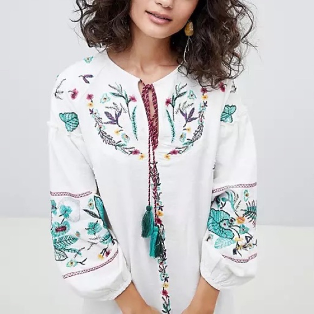 Mango Premium Embroidered caftan in white
| Bohemian Beach Dress